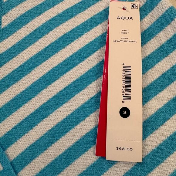 Barbie the Movie x Aqua Heart Button Teal Stripped Crop Top Womens Size Small - Picture 8 of 9